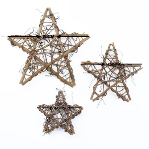 Сушеные растительные лозы, Ротанговые звездочки в рамке, искусственные цветы, венки, рождественские украшения для дома, сделай сам, подвесные украшения для дверей, 1 шт.