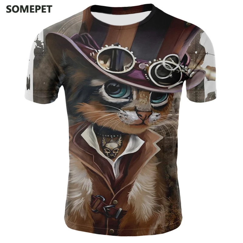 

Cat T Shirt Men Women Cool Summer Short Sleeve T-Shirts Hip Hop Casual Tops Tees Male Streetwear Funny Cat T Shirts