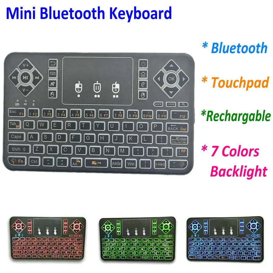 Мини Bluetooth клавиатура с подсветкой Tikigogo тачпад воздушная мышь для Android Smart TV Box