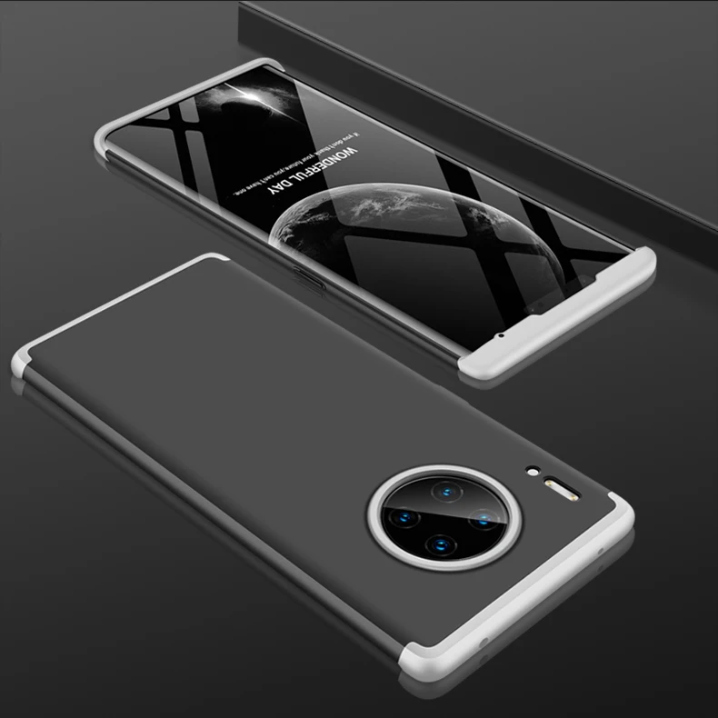 Black silvery Защитный чехол для HUAWEI mate 20 30 Lite, чехол для HUAWEI mate 20 30 Pro, роскошный чехол 360, полный корпус, жесткий матовый чехол для задней панели из поликарбоната - Цвет: Black silvery