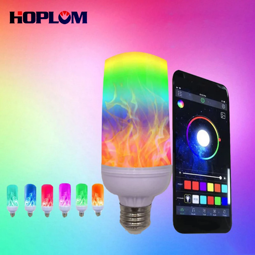 

LED Flame Effect Fire Light Bulbs E26 E27 APP Control Multi-Colored for Halloween Christmas Lights Decorative Lights