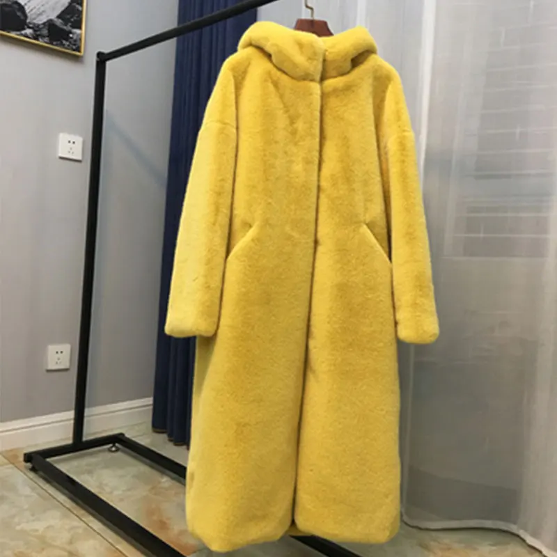 yellow 30 градусов пальто из искусственного меха зимняя куртка Женское пальто роскошное зимнее длинное пальто утолщенное теплое зимнее водонепроницаемое меховое пальто для женщин - Цвет: yellow