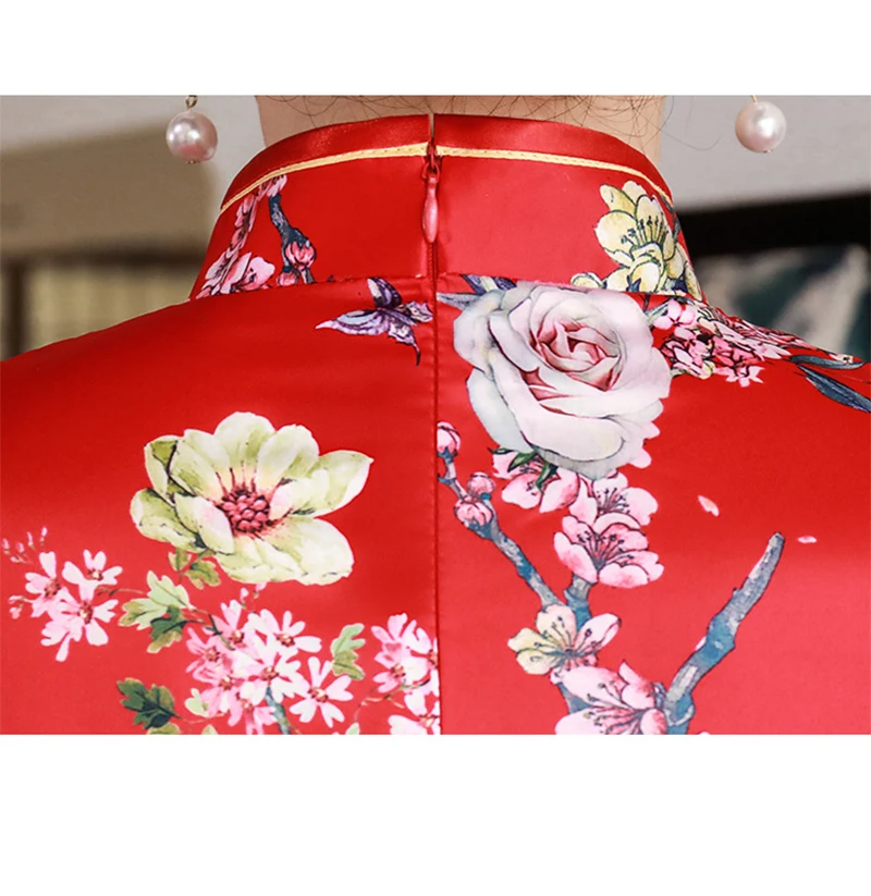 2019 New Summer Short Cheongsam Dress Floral Slim Vintage Plus Size Qipao Dresses 4XL | Тематическая одежда и униформа