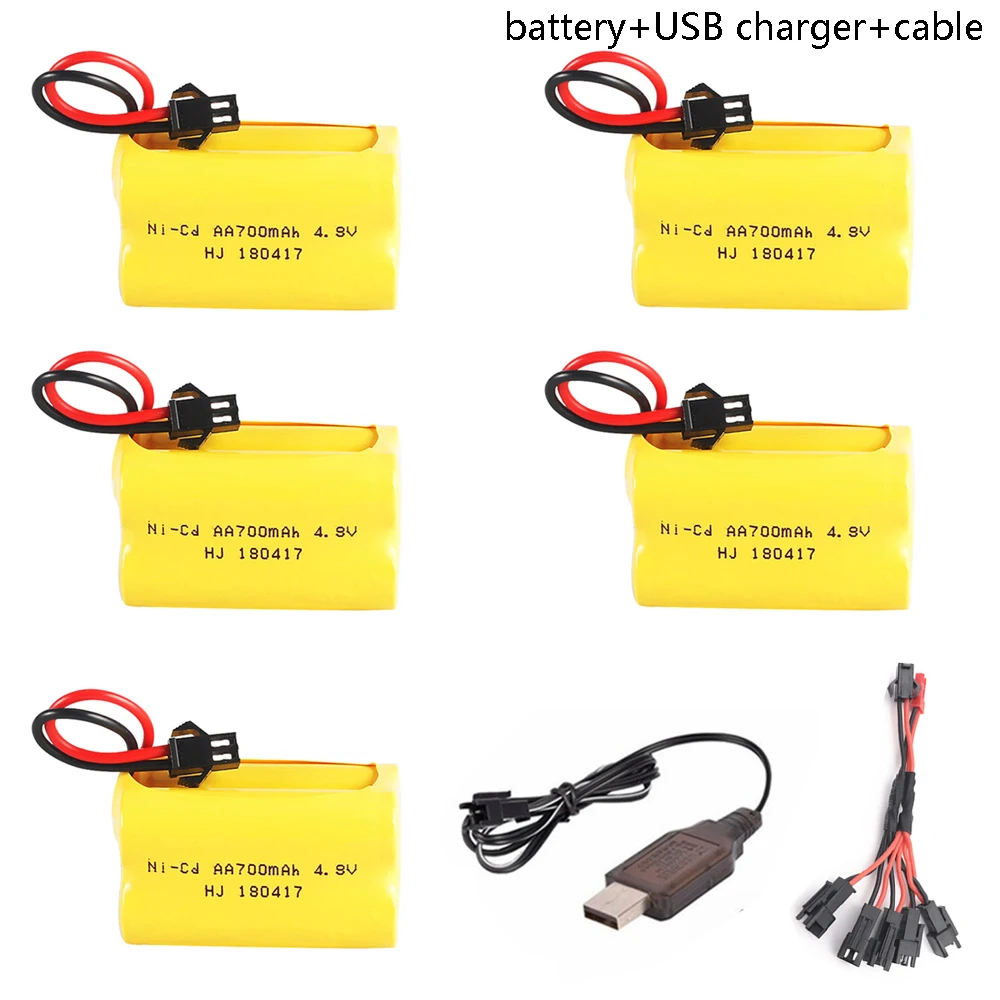 Аккумуляторная батарея 4 8 В 700 мА/ч с USB зарядным устройством 5 в 1 кабелем nicd AA для