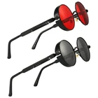 Солнцезащитные очки в стиле стимпанк для мужчин и женщин, модные круглые, в металлической оправе, брендовые дизайнерские винтажные, UV400