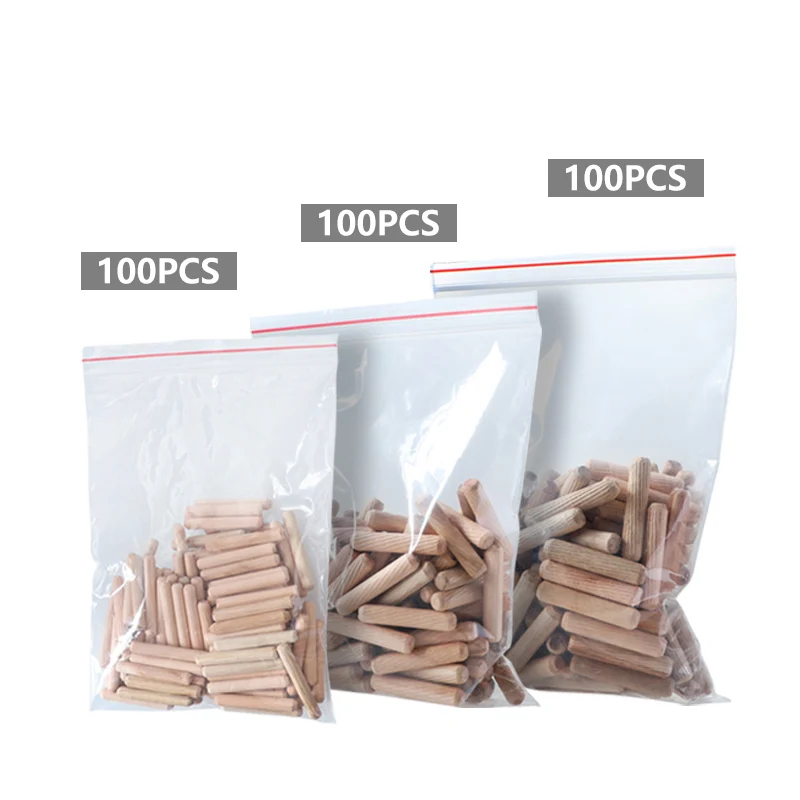 100 шт./компл. деревянный дюбель M6/8/10 круглая рифленая ремесло шпильки стержни