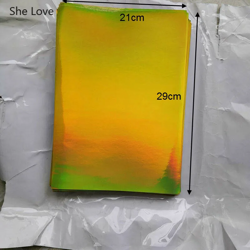 She Love, 10 шт./лот, A4, глянцевая самоклеющаяся бумага для этикеток, цвета: золотистый, серебристый, Виниловая наклейка, лазерная печать, бумага для рукоделия - Цвет: GOLD