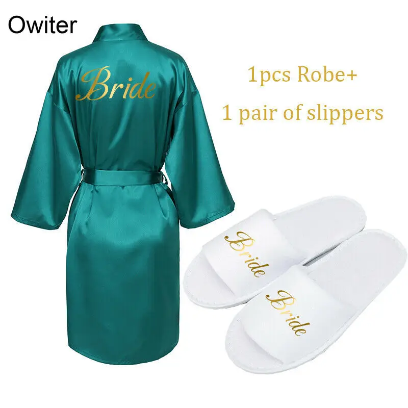 Женский Шелковый Атласный халат Свадебный для невесты халаты подружки платье