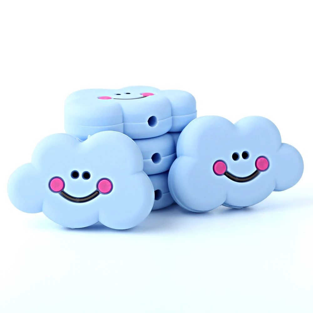 Blue Keep&Grow, 10 шт., силиконовые бусины в виде облаков, грызунов, Детские Прорезыватели без бисфенола, силиконовые жемчужные Прорезыватели для зубов, ожерелье, аксессуары для детей - Цвет: Blue