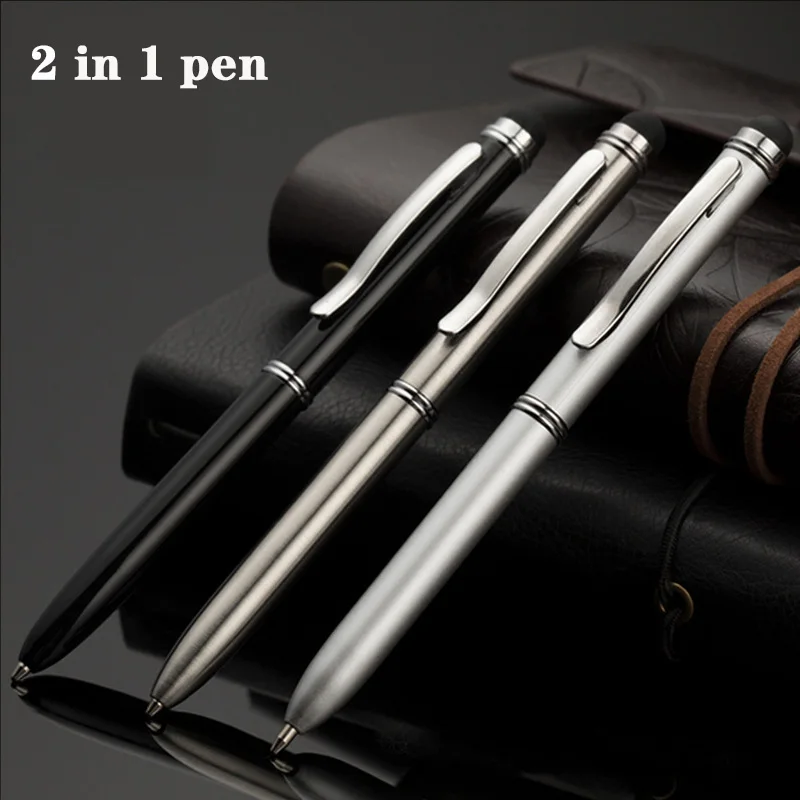 Вращающаяся шариковая ручка 2 в 1 с металлическим сенсорным экраном портативная