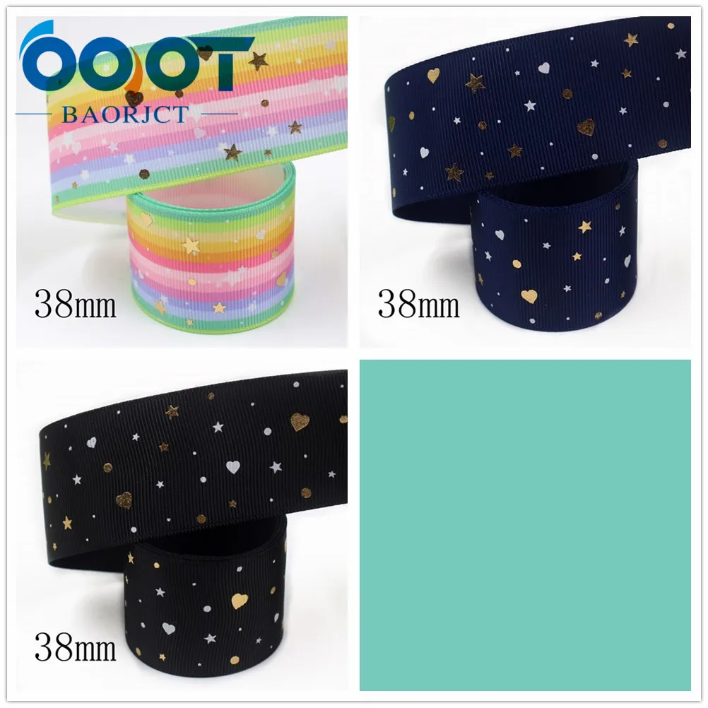 OOOT BAORJCT I-19916-2172, 38 мм, 5 ярдов Новые Флуоресцентные красочные печатные корсажные ленты, DIY головной убор ручной работы подарочная упаковка