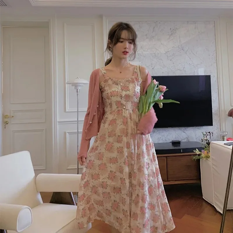 Платье женское пляжное с пышными рукавами элегантное розовое вечернее в