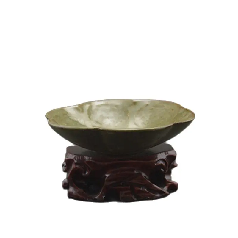 

Резная антикварная фарфоровая тарелка Song Yaozhou печь celadon, фарфоровое украшение