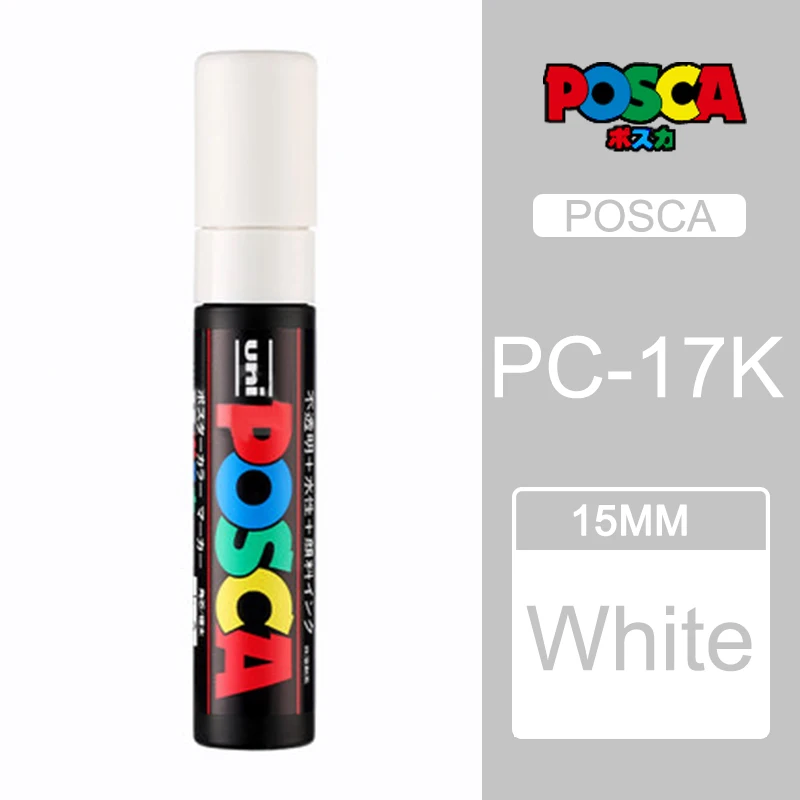 Один кусок Uni Posca PC-17K краска маркер ручка-Экстра Широкий Tip-15mm 8 цветов доступны rotulador - Цвет: white