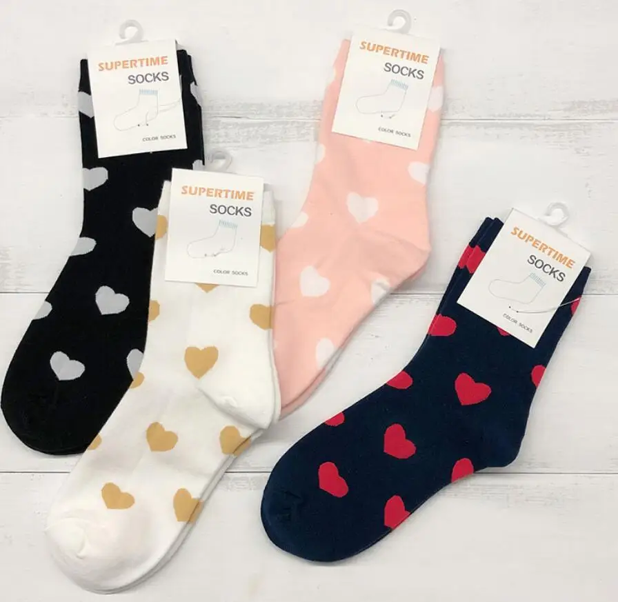 Женские хлопковые полосатые носки модные зимние корейские забавные с принтом