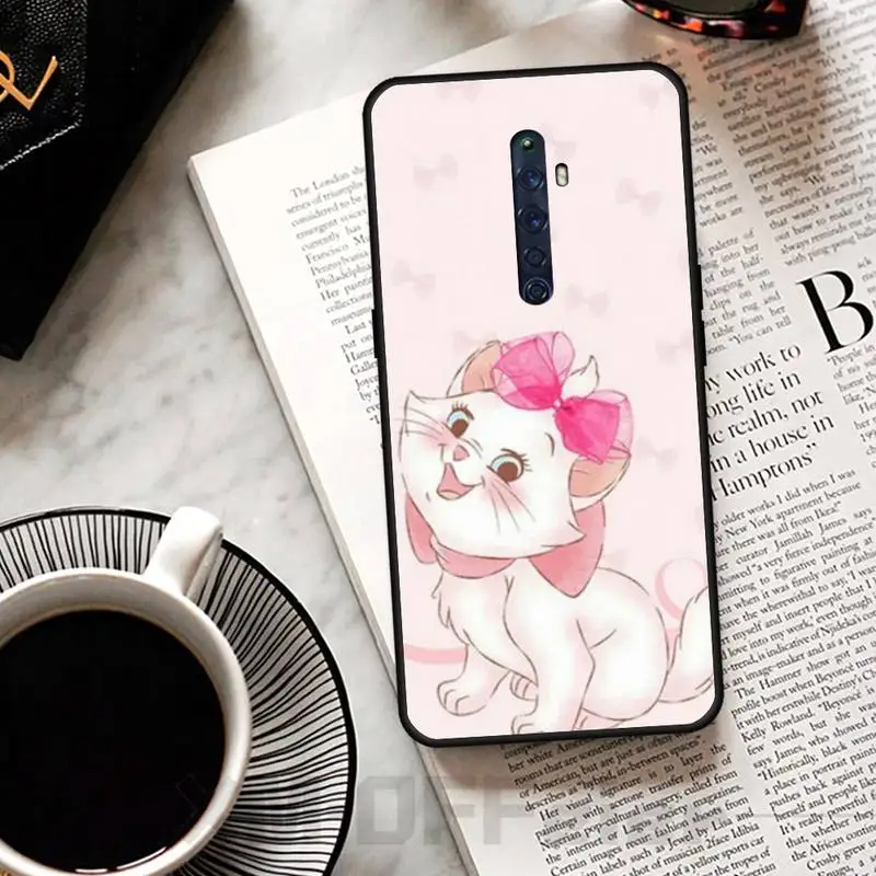 

OFFeier Cartoon Pink Marie Cat Bling Cute Phone Case For OPPO RENO 2Z R15pro R17pro Realme 2 2pro 3 3pro 5 5pro C2