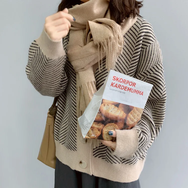 

Single Breasted V Neck Women Button classic Cardigan Sweater Knitted Loose Oversized Jumper Top Jacket Coat