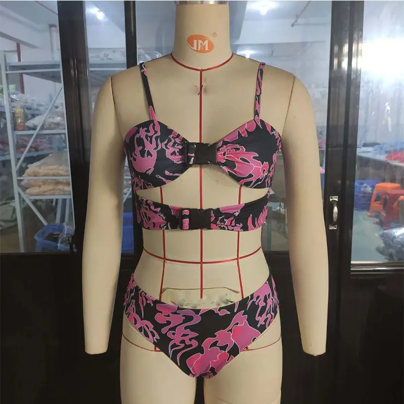 

Fors Triangle sexy bikini set Floral print swimsuit female Push up buckle swimwear women High cut bathing suit summer Swim suit