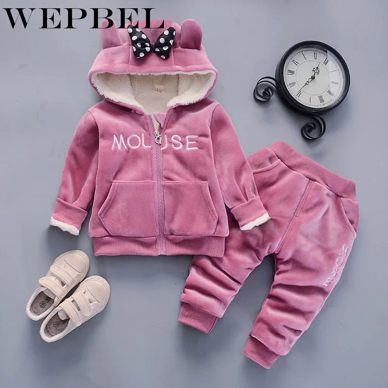 WEPBEL/Детские комплекты одежды для мальчиков и девочек; зимний шерстяной жилет с капюшоном; куртки; брюки; плотные теплые спортивные костюмы; комплекты с брюками