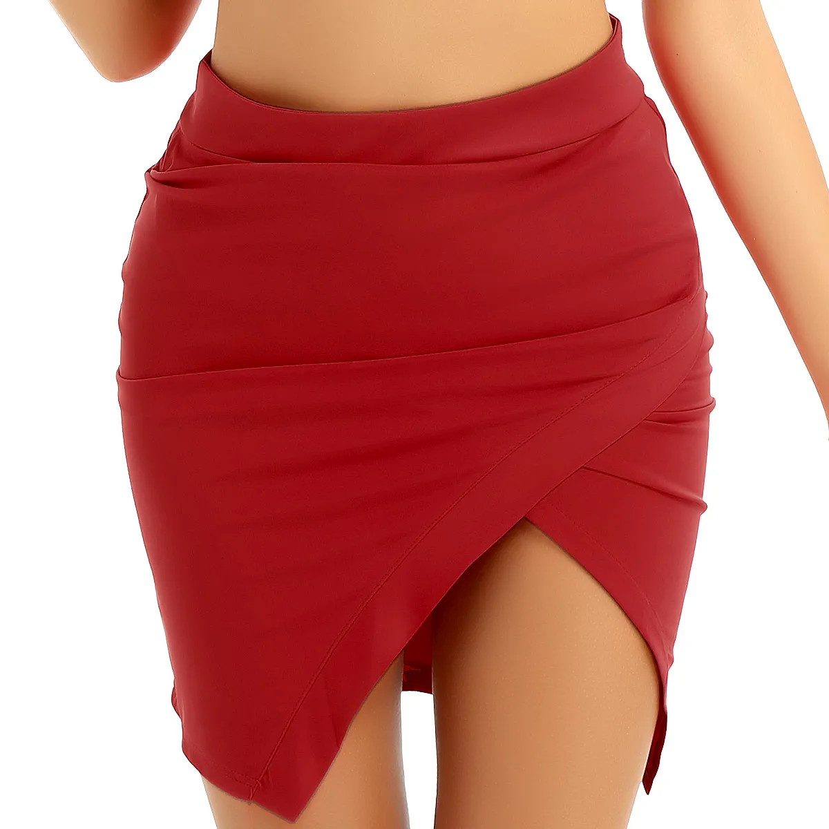 

Fashion Summer Women's Solid Color High Waist Wrap Front Stretchy Work Business Casual Bodycon Midi Pencil Skirt for Ladies