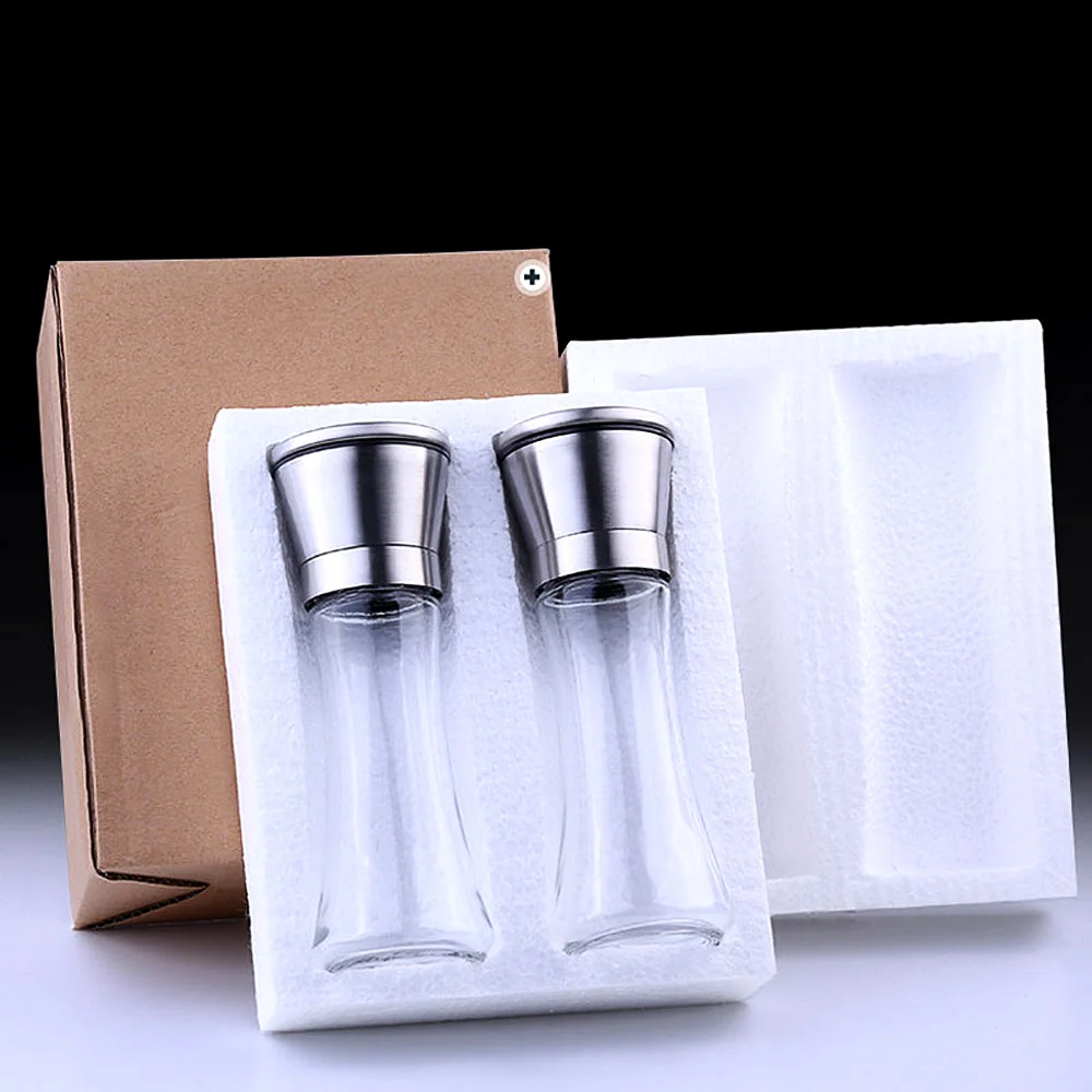 2 шт./компл. мельница для соли и перца набор нержавеющая сталь со стеклянным