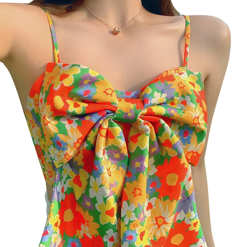 

EHQAXIN 2021 Summer Women's New Sexy Small Camisole Tube Top Ladies Short Floral Slimming Strap Sweet Style Party For Girls S-L