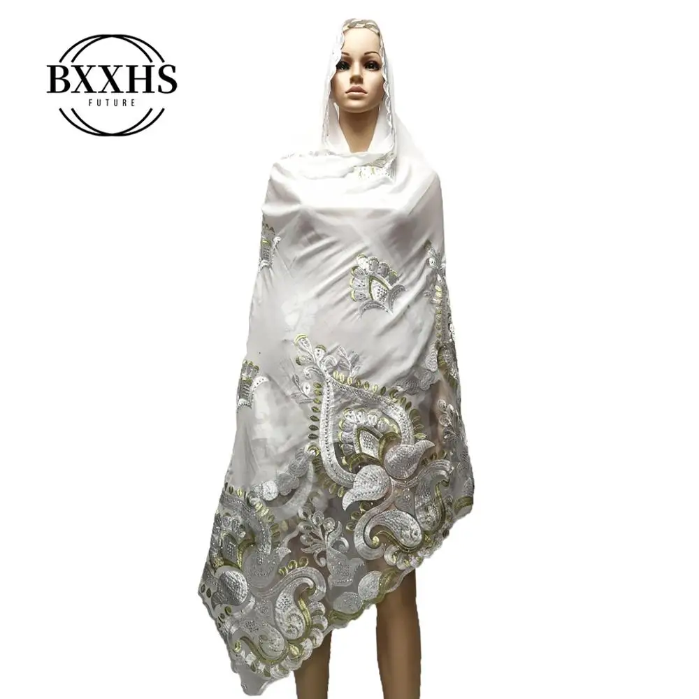 Высококачественный шифоновый шарф для мусульманских женщин с вышивкой из шифона