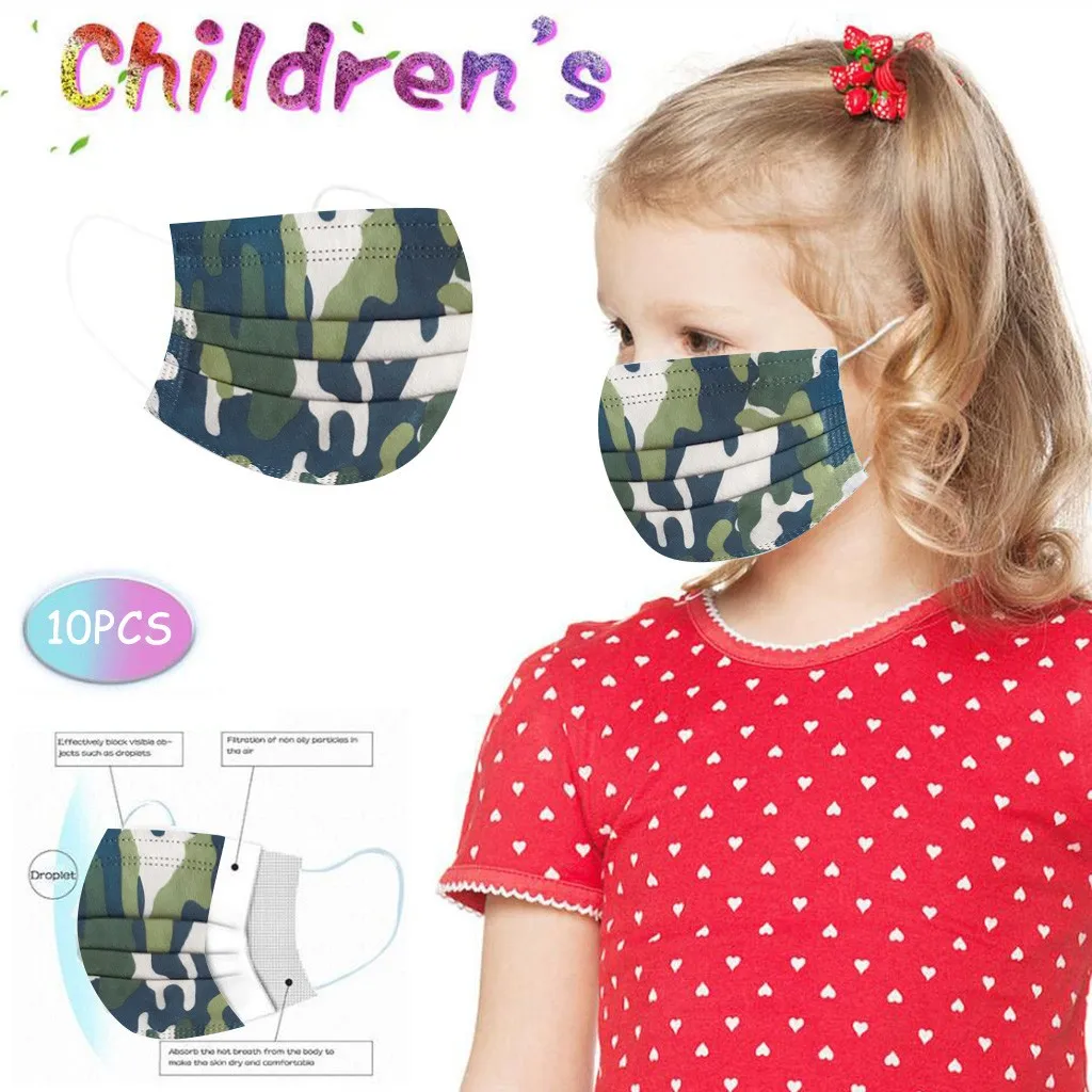 Детская одноразовая маска для лица модная трехслойная из нетканого материала