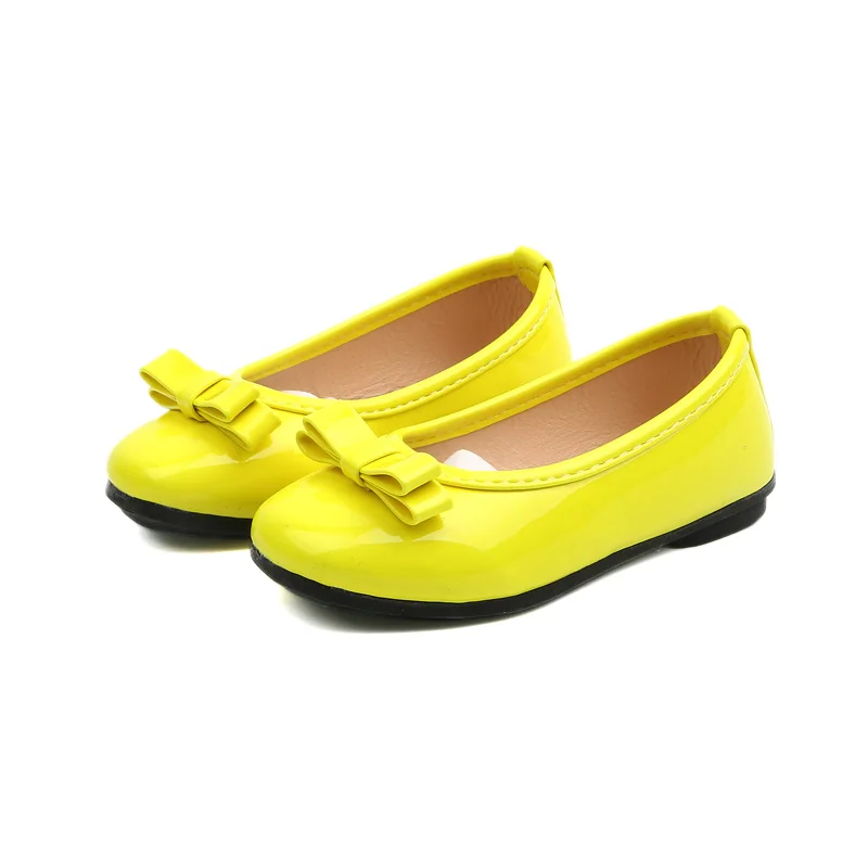 SJ001Yellow Bekamille/кожаная обувь для девочек; сезон весна-осень; Детские тонкие туфли; детская кожаная обувь принцессы с бантом и ушками для маленьких девочек - Цвет: SJ001Yellow
