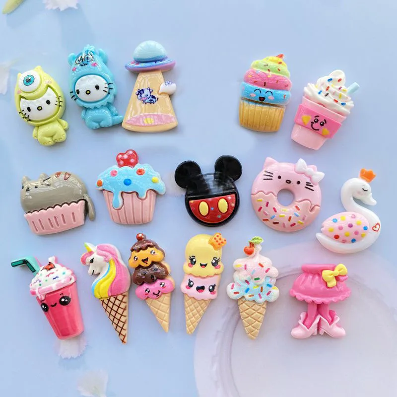 30 шт./лот Mini Kawaii Resin Lce кремовый/животное кабошон с плоским основанием для бантов