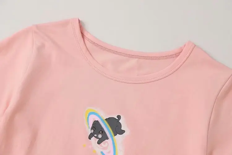 УКОРОЧЕННЫЙ ТОП Bazaleas harajuku с радужным принтом собаки уличная одежда укороченная