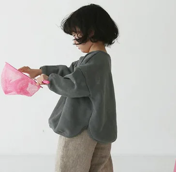 Детская одежда в Корейском стиле Бархатные Топы с длинными рукавами и принтом