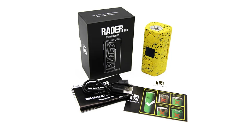 Набор для вейпа Hugo Vapor Rader ECO 200W с двойным аккумулятором 18650 безлимитным