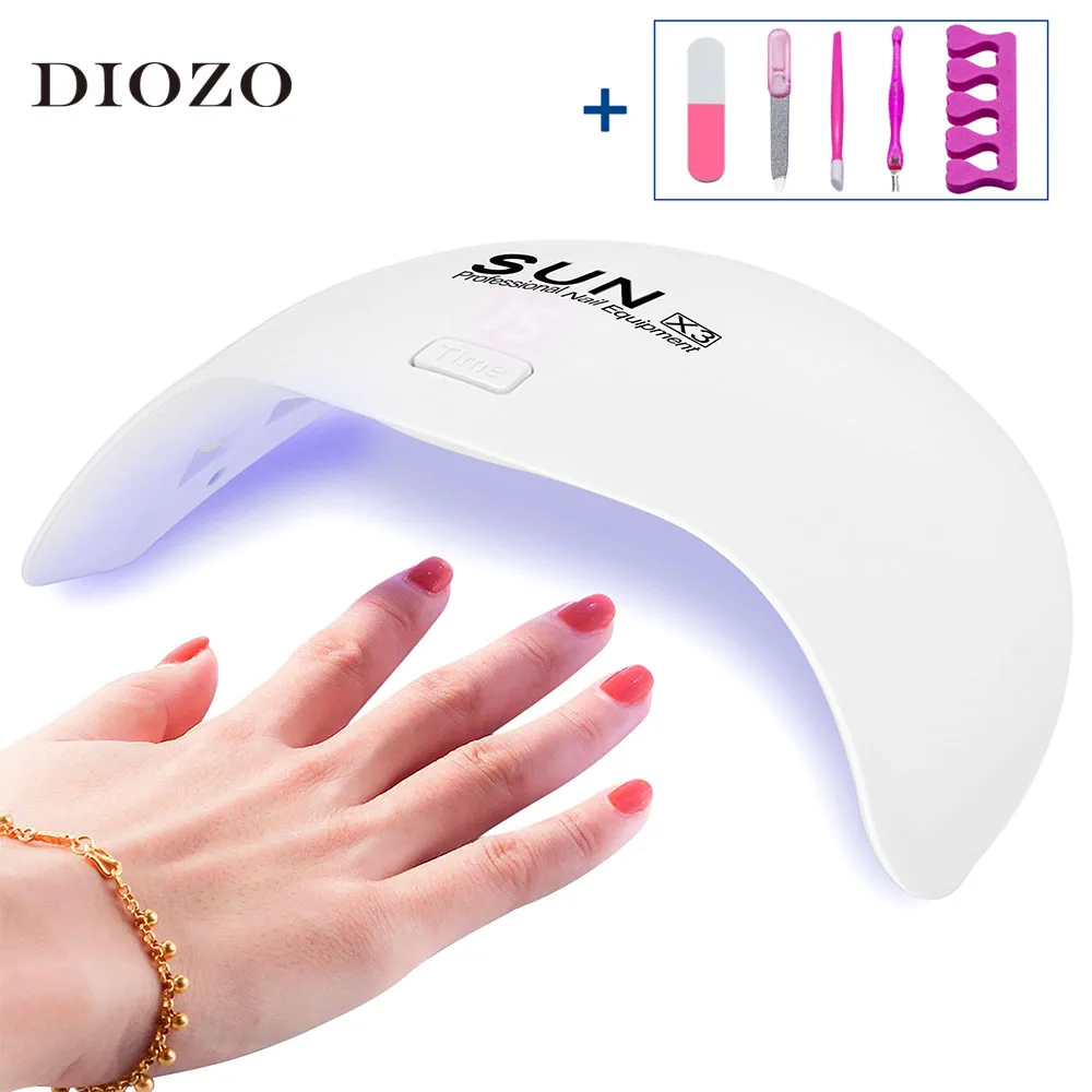 Diozo солнце X3 24 Вт УФ светодиодный лампа для ногтей светодиодный Сушилка для ногтей машина для Полимеризации Гель-лак для ногтей инструменты с 15 s 30 45 s 60 таймер