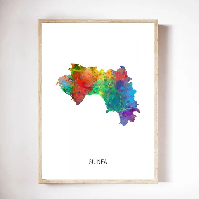 

Карта Гвинеи акварельный художественный Печатный холст плакат