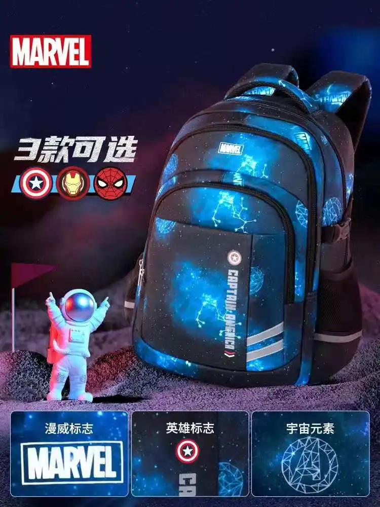 Disney New School Bags For Boys Primary Middle Student Shoulder Orthopedic Backpack Spider Iron Man Captain America Mochilas