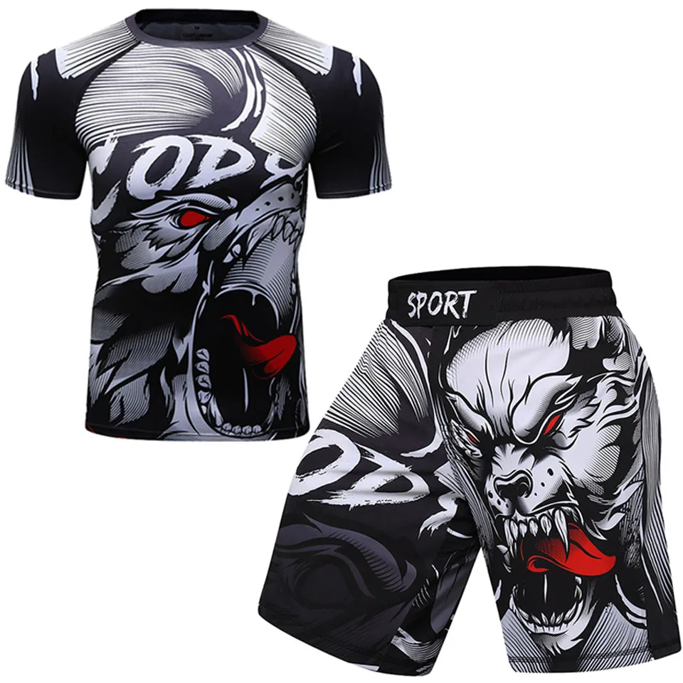 Мужская футболка и брюки MMA Rashguard Jiu Jitsu боксерские Трикотажные изделия шорты BJJ