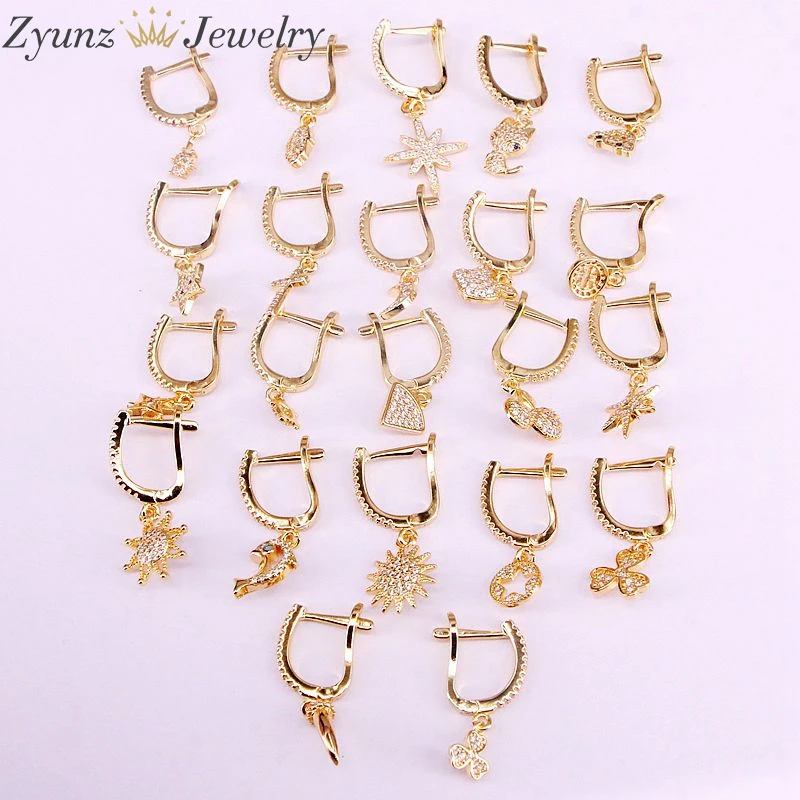 Женские маленькие серьги-кольца с фианитом 10 пар | Украшения и аксессуары