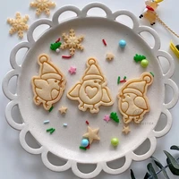 3pcset christmas bird mini cookie embosser stamp gingerbread man cookie cutter butter biscuit mold fondant cake decorating tool