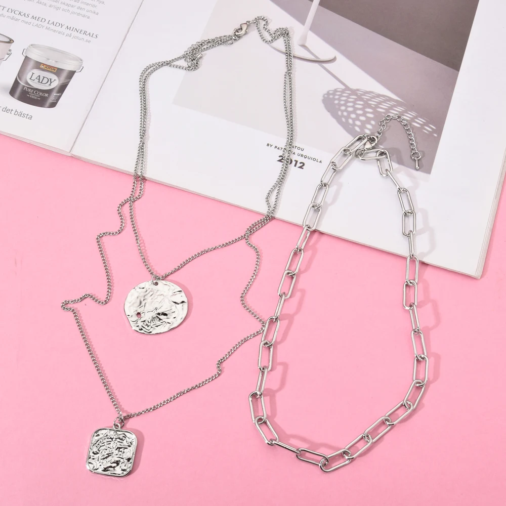 Женское ожерелье с подвеской на замке многослойная цепочка из сплава