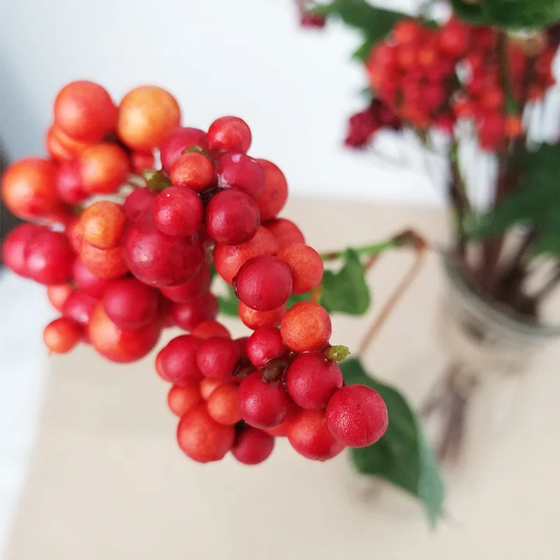 

7pcsBubble Simulation Berry Christmas Decoration Red Fortune Fruit Branch Artificial Blueberry Fruit Home Decoration Fake Flower