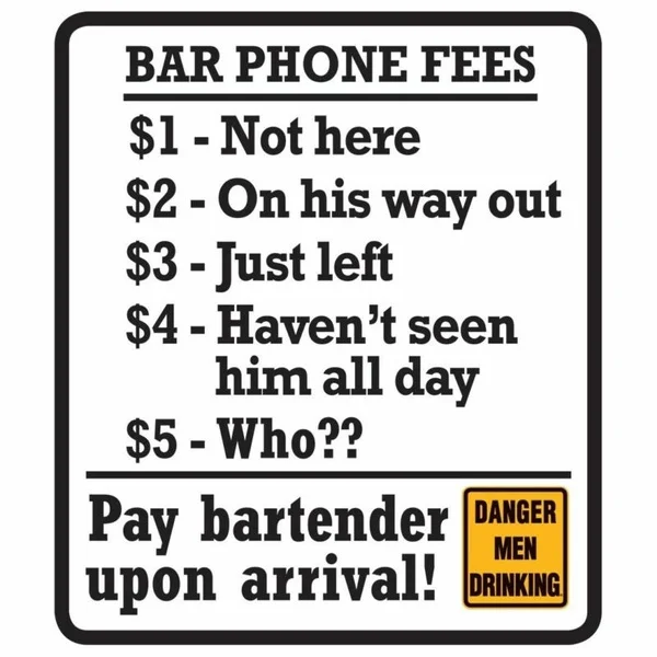 

Funny Bar Phone Tin Sign Garage Novelty Ande Rooney 2020081