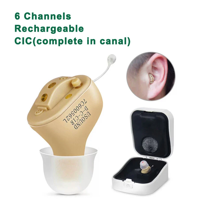 6 Channels Rechargeable CIC Hearing Aid Aids Invisible High Power in Canal Ear Hearing Devices Amplifiers for Deafness