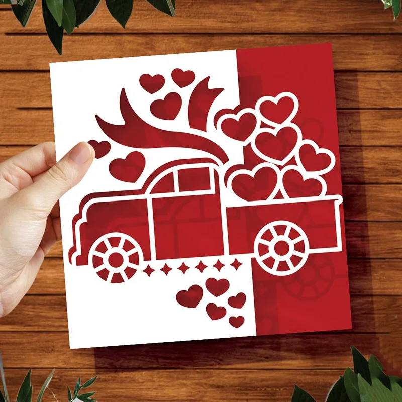 

Christmas Car Heart Border Metal Cutting Dies Stencil Scrapbooking DIY Album Paper Card Embossing Decor Craft New Dies for 2021