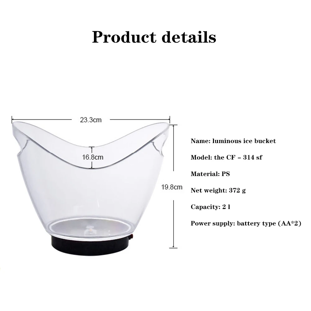 

5 Color LED Ice Bucket Nightclub Bar Party Champagne Wine Bucket Transparent Waterproof Light Wine Barrel Dropshipping