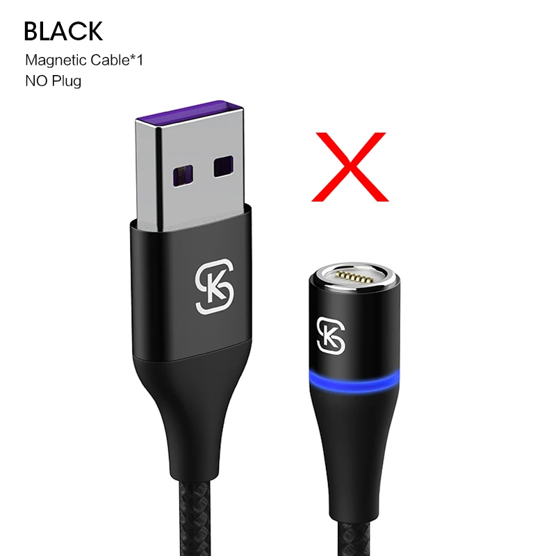 single cable Магнитный кабель 2 м, 3 А, быстрая usb зарядка, Тип C, для телефона, вращение на 360, магнитный кабель для передачи данных для Iphone X XR, зарядное устройство для samsung SIKAI - Цвет: single cable