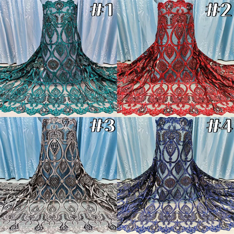 

Red Latest Small Sequence Lace French Tulle Mesh High Quality 5 Yard Green Crochet Embroidered Nigerian Soft Lace Fabrics