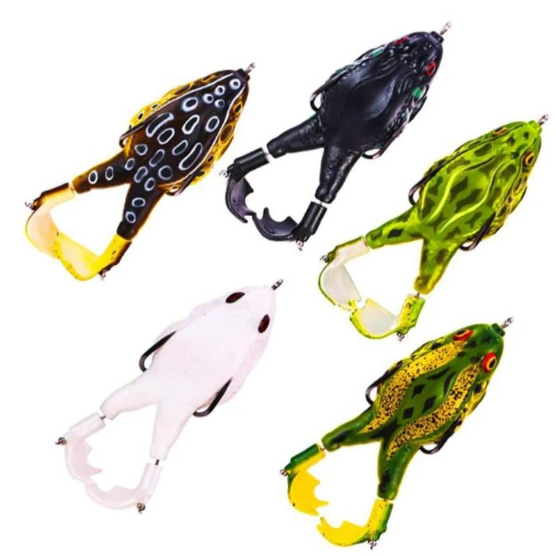 

5 Pcs Soft Frog Bait,Double Propeller Legs,3D Eyes Realistic Fishing Lures,Floating Weedless Baits for Bass Fishing Bait