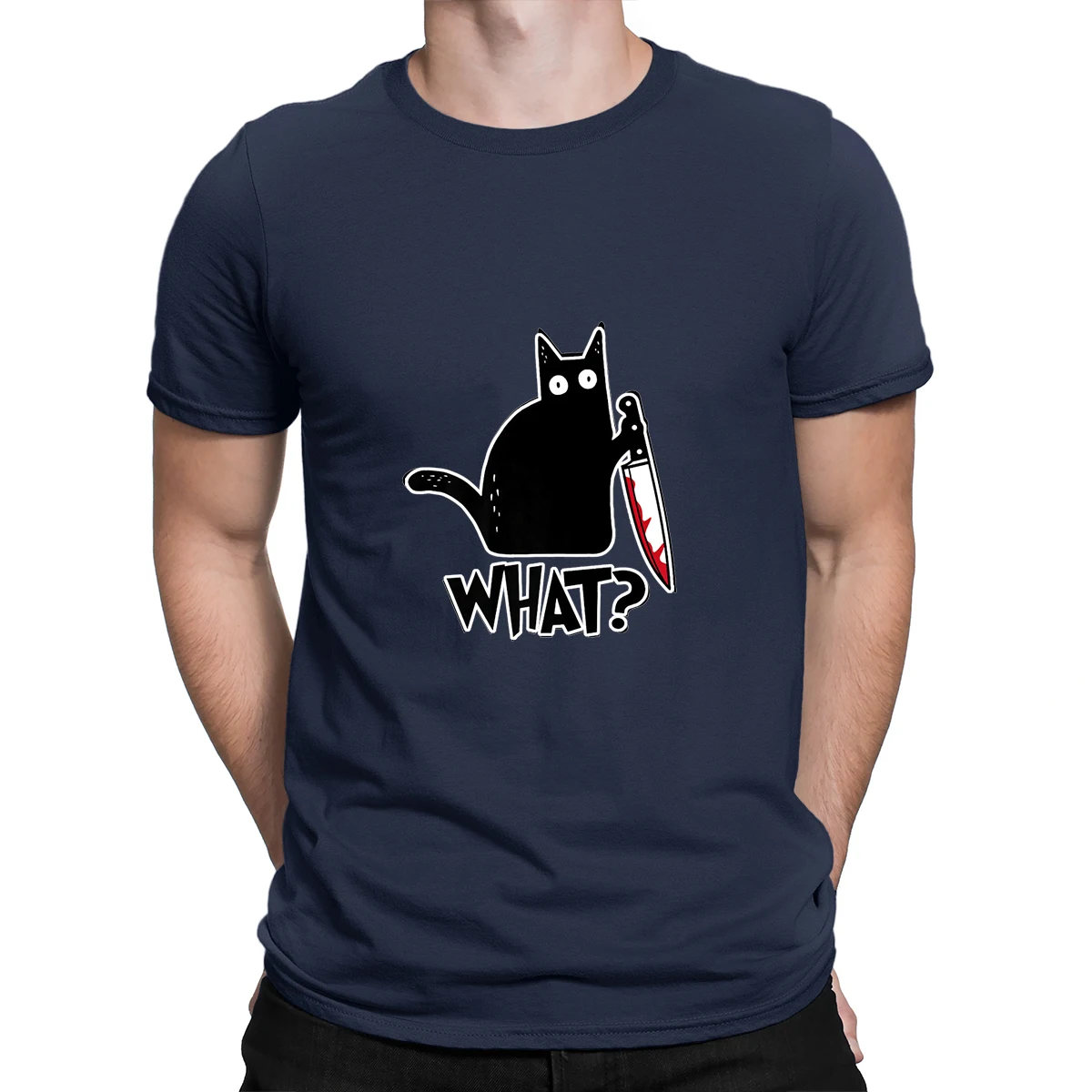 Cat What t shirt killous Cat с ножом Забавный подарок на Хэллоуин футболка унисекс хлопковая футболка s для мужчин и женщин