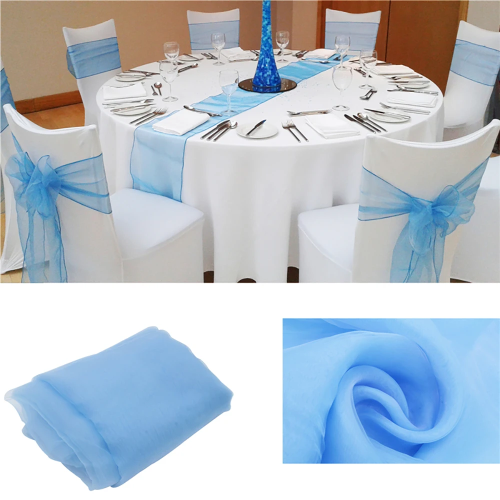 

10pcs Organza Table Runner For Wedding Decoration Christma Birthday Outdoor Indoor Parties Family Dinner Table Cover Home Decor